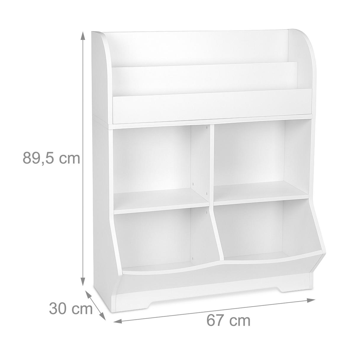 KINDERREGAL - Weiß, Holzwerkstoff (67/89.5/30cm) - Relaxdays