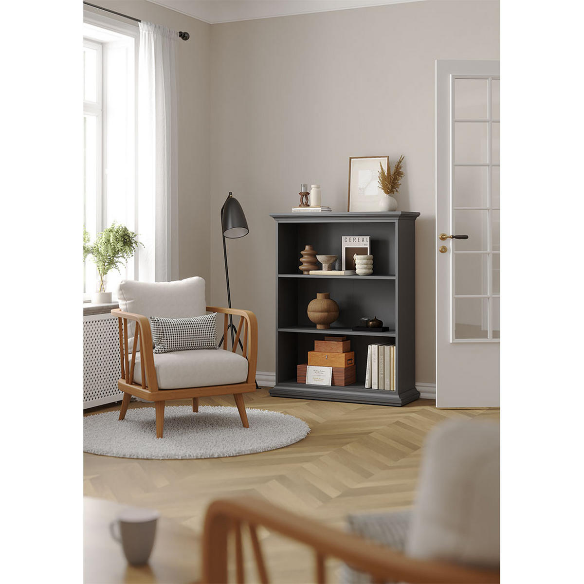 REGAL Venedig Grau 96/37/126 cm - Grau, Holzwerkstoff (96/126/37cm) - ebuy24