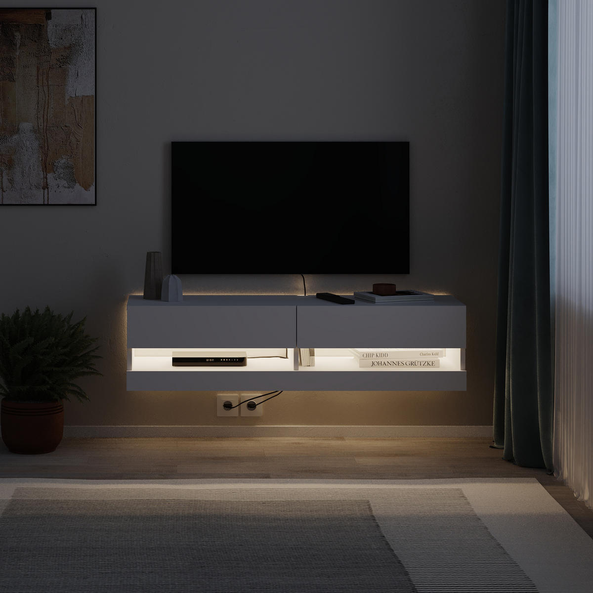 TV-LOWBOARD Moon Weiß 120/33,8/30 cm - Weiß, Holzwerkstoff (120/30/33.8cm) - Decortie
