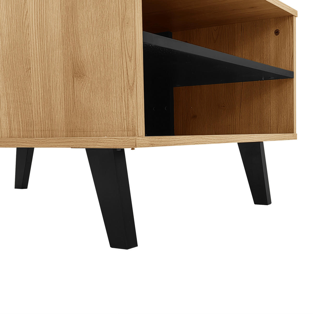 COUCHTISCH 100/60/45 cm Natur aus Glas und Spanplatte mit Stauraum - Naturfarben, Holzwerkstoff (100/60/45cm) - OKMYHOME
