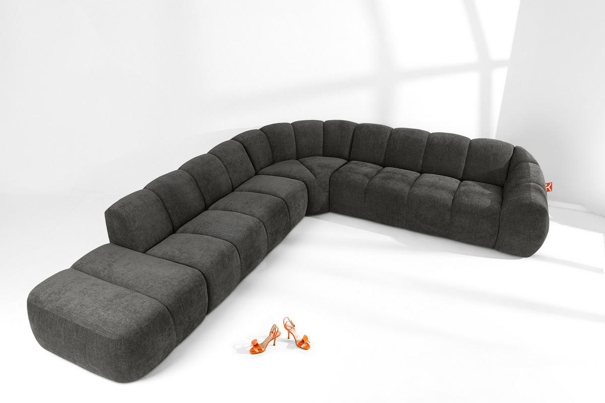 ECKSOFA LINKS FLAVA, Graphitfarben - Graphitfarben, Holz/Holzwerkstoff (310/354cm) - KONSIMO®