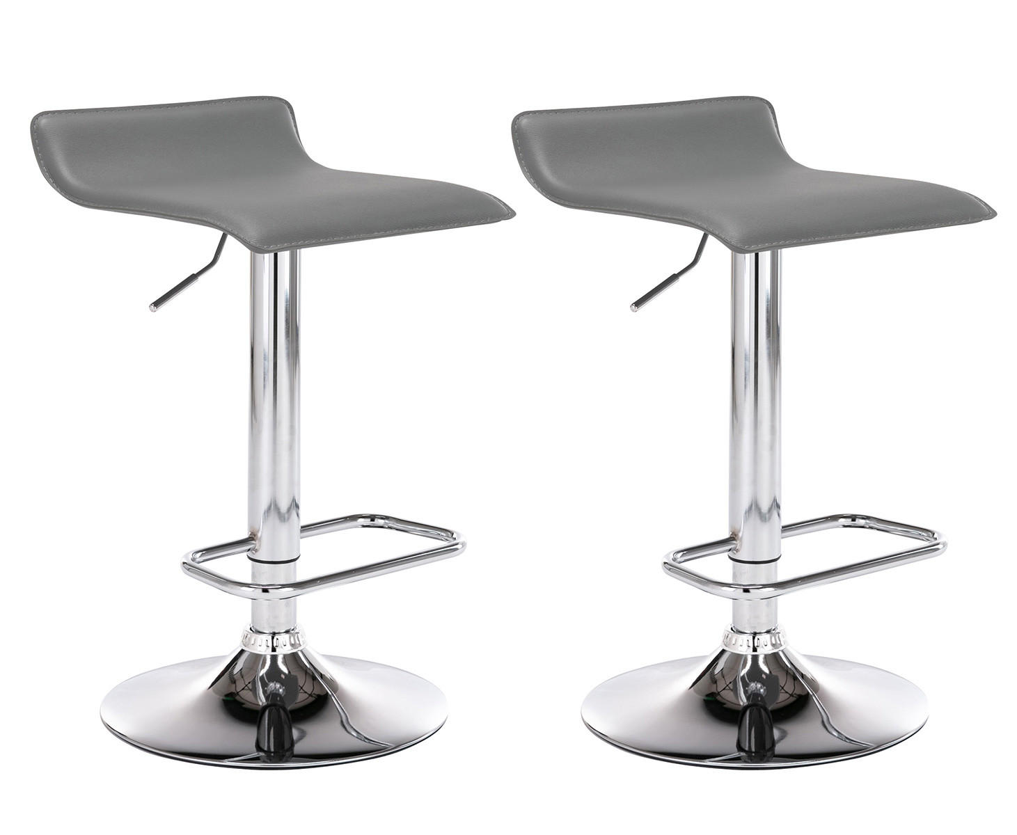 BARHOCKER 2er Set Lederlook grau - Chromfarben/Grau, Textil/Metall (38/65/41cm) - CLP