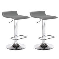 BARHOCKER 2er Set Lederlook grau - Chromfarben/Grau, Textil/Metall (38/65/41cm) - CLP