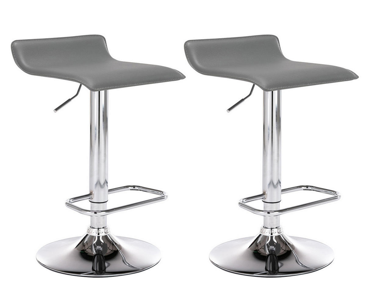 BARHOCKER 2er Set Lederlook grau - Chromfarben/Grau, Textil/Metall (38/65/41cm) - CLP
