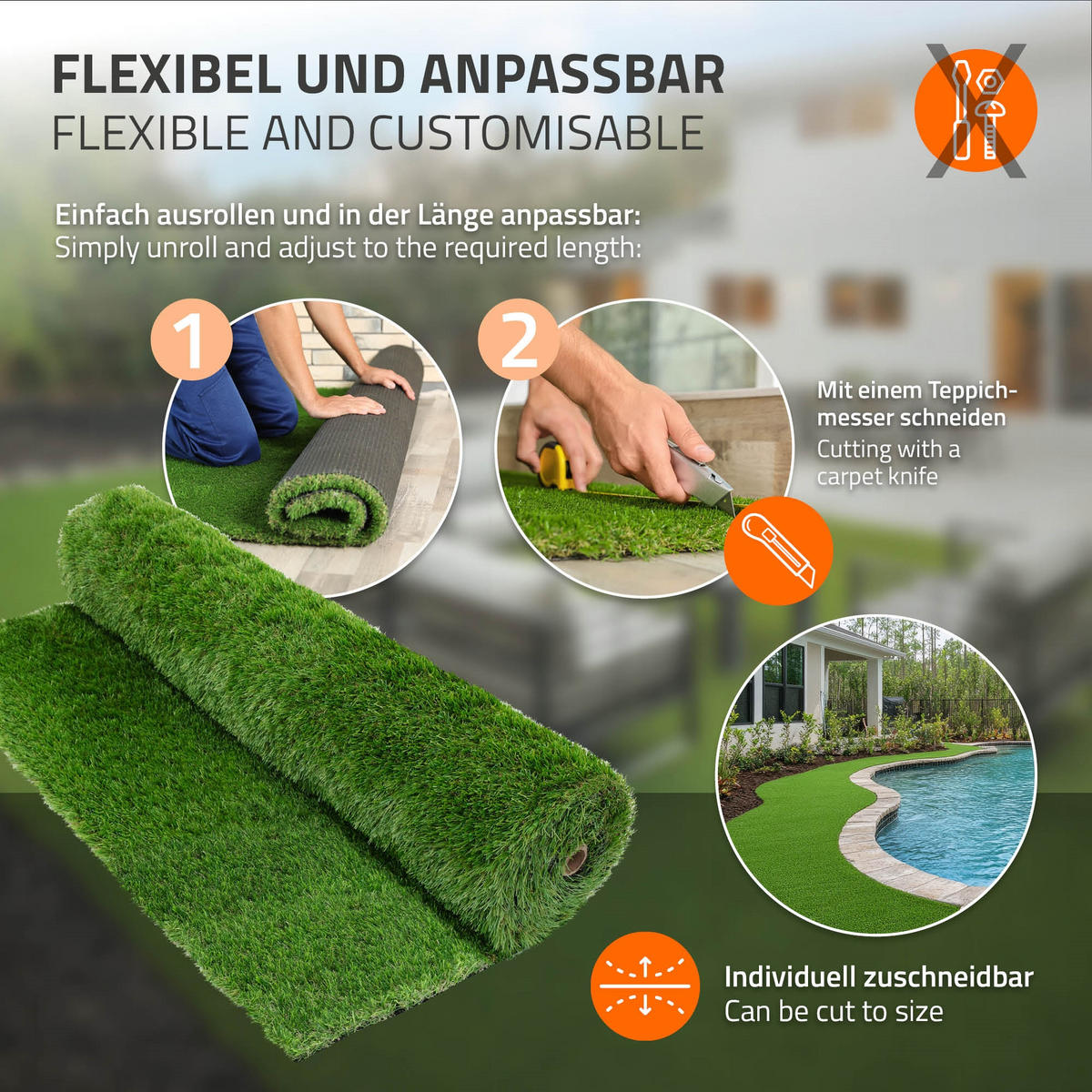 ROLE UMĚLÉHO TRÁVNÍKU 100x400 cm 4 m² zelená 35 mm z plastu - zelená barva, plast (100/400cm) - ECD-Germany