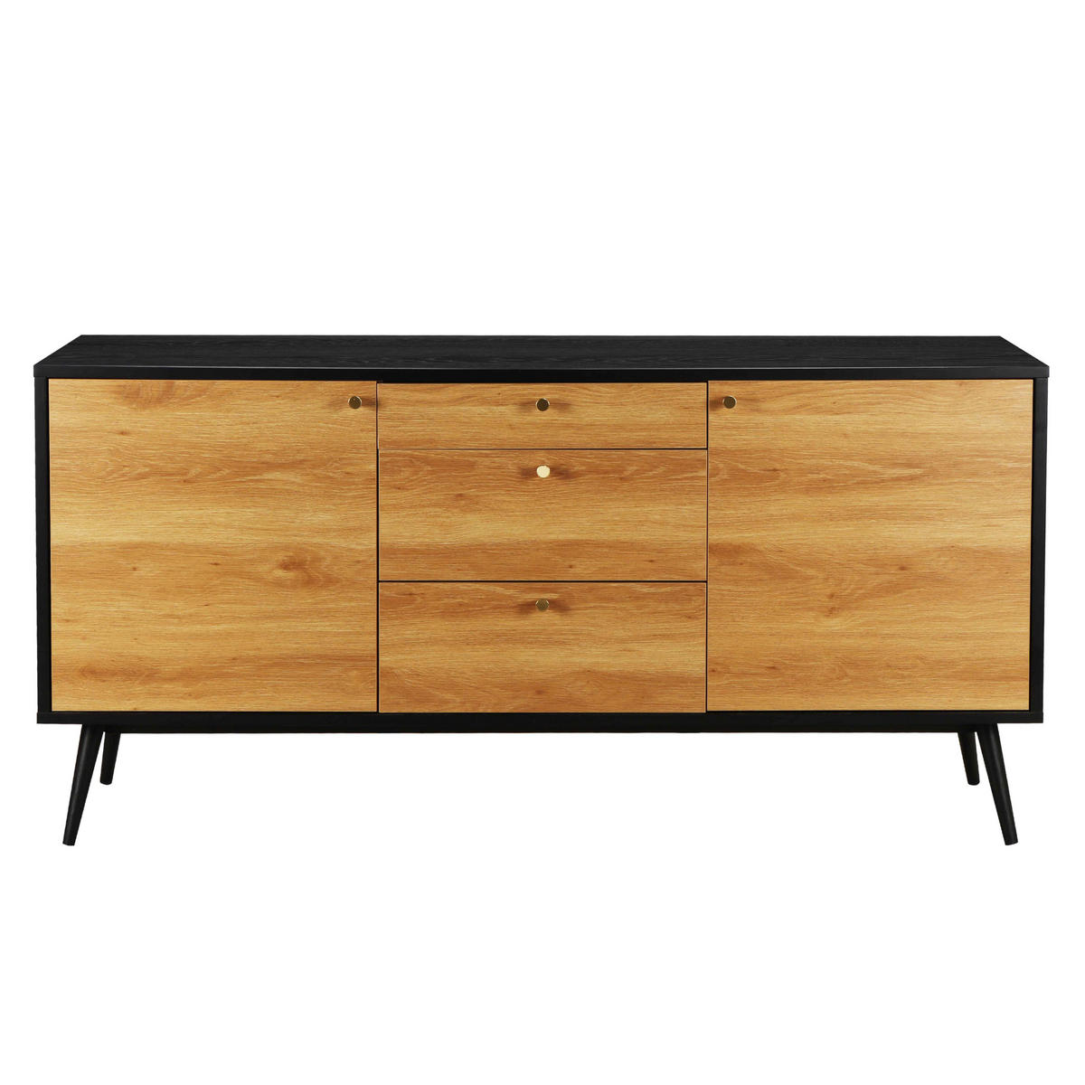 SIDEBOARD, Schwarz - Schwarz, Holzwerkstoff (40/75/150cm) - Oviala