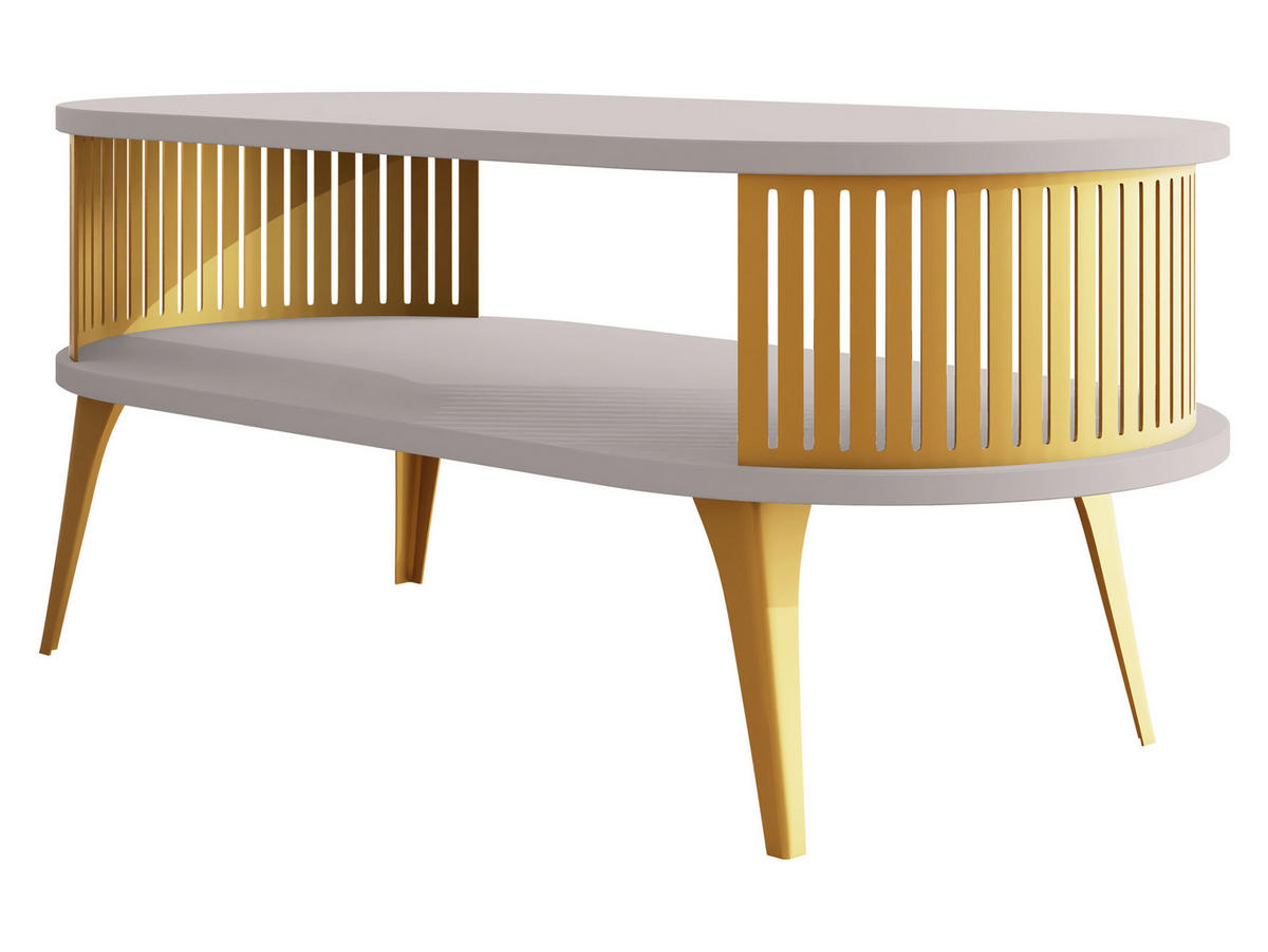 COUCHSITCH Roenni Oval Gold - Kaschmir/Goldfarben, Holzwerkstoff/Metall (100/50/44cm) - MIRJAN24