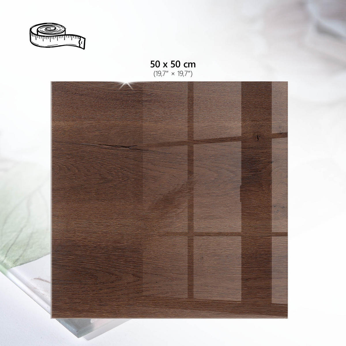 TISCHPLATTE 50x50 cm – Holzstruktur - Beige, Glas (50/50/0.4cm) - Wallfluent