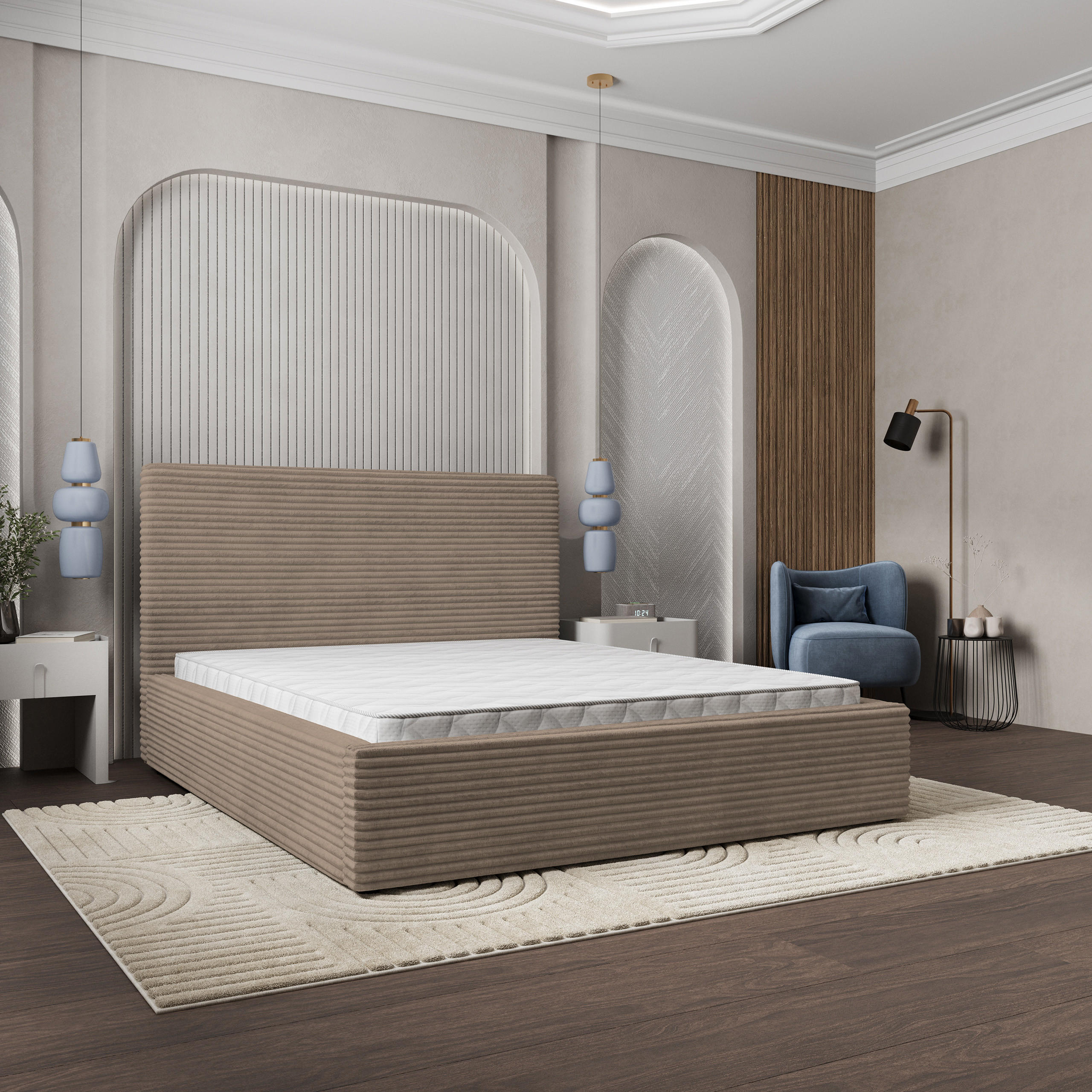 POLSTERBETT MIRETTI 160x200 cm mit Bettkästen - Beige - Beige, Holz (160/200cm) - MASSENO