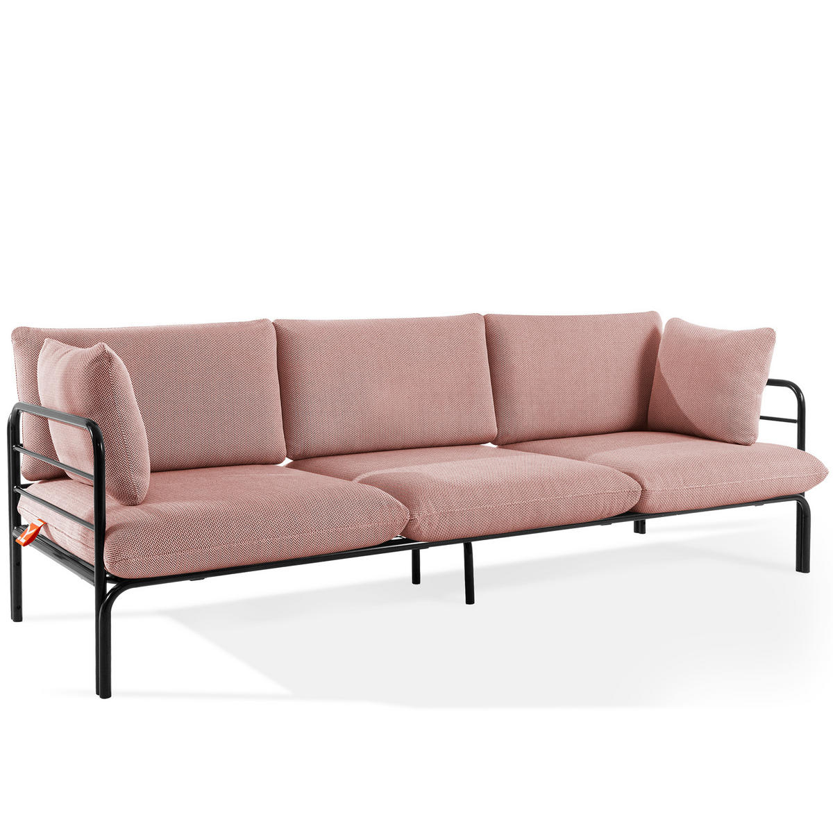 GARTENSOFA RAMBE 3-Personen mit Kissen, Anthrazit - Anthrazit/Rot, Textil/Metall (225/80/80cm) - KONSIMO®