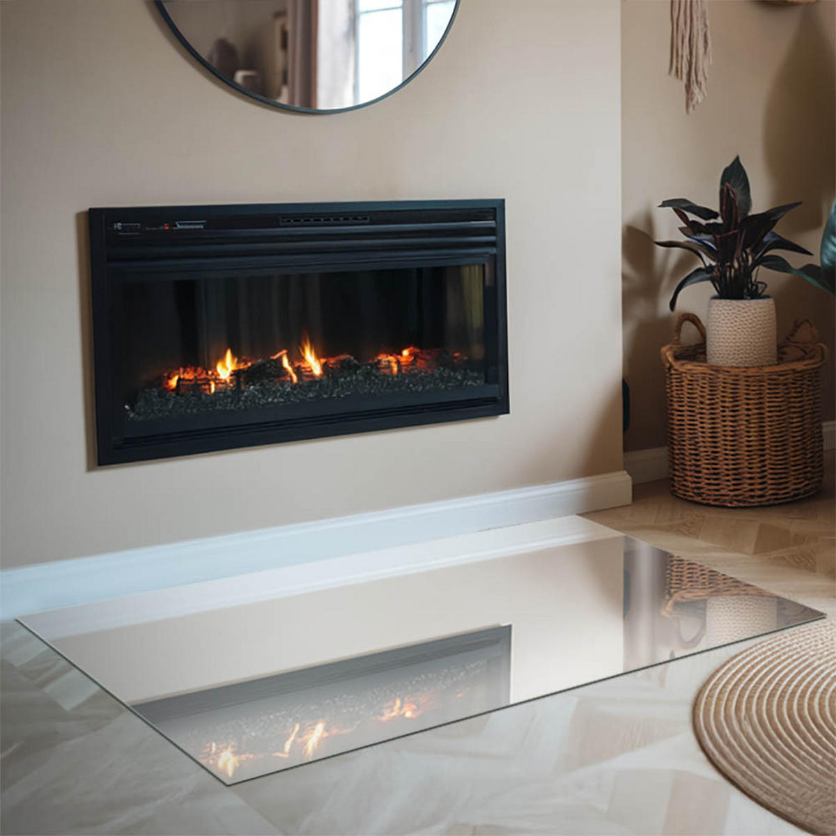 GLASPLATTE für Kamin 120x80 cm Grau - Grau, Glas (120/80/0.4cm) - ArtPrintCave