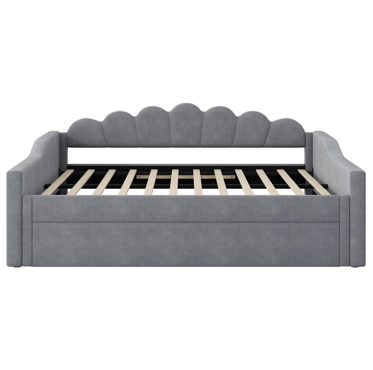 POLSTERBETT 140/200 cm Grau mit LED-Beleuchtung und Ausziehbett - Grau, Holzwerkstoff (140/200cm) - OKWISH