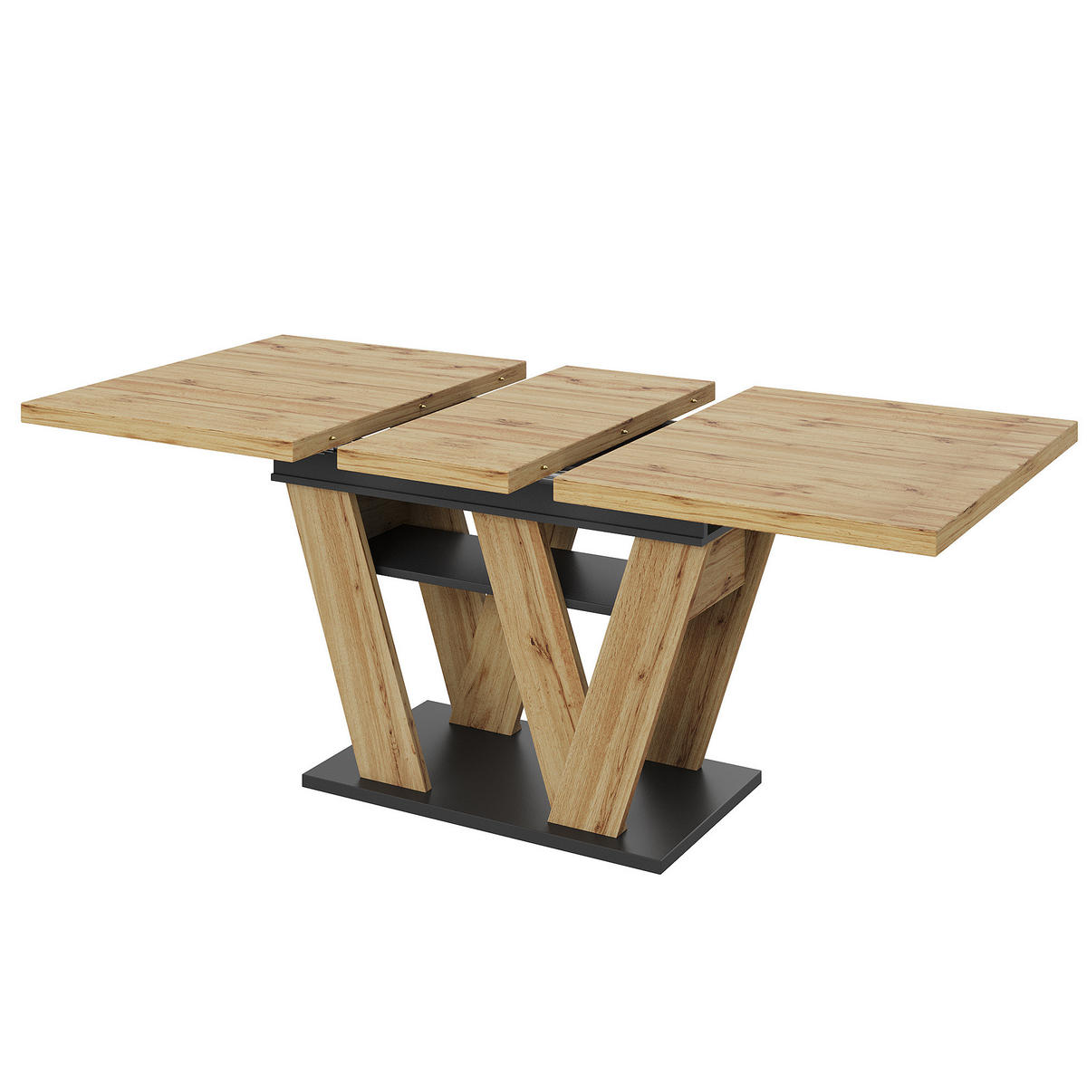 AUSZIEH-ESSTISCH aus MDF mit Ablagefach, 119-158,5/80/75 cm, Natur - Naturfarben, Holzwerkstoff (119/80/75cm) - Redom