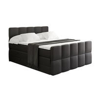 BOXSPRINGBETT mit Matratze und Lattenrost - LIRO-Z KING-120x200 - Schwarz Kunstleder - Schwarz, Holzwerkstoff (120/200cm) - ALTDECOR