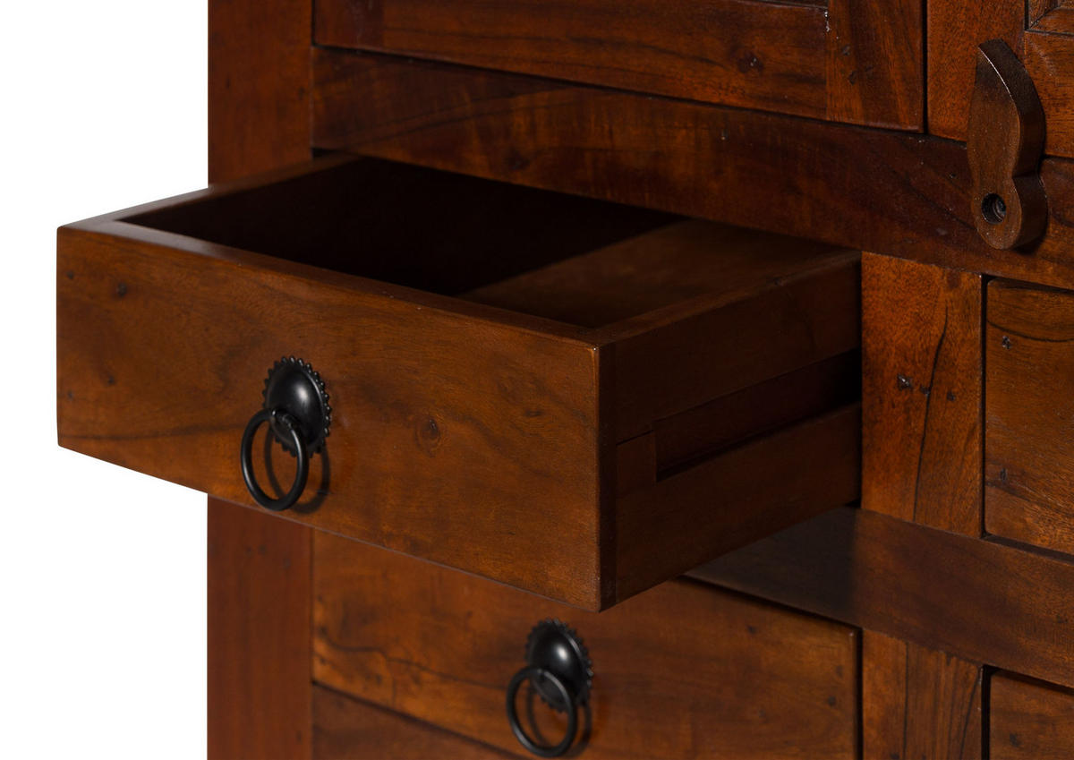 VITRINE Akazie 80x50x195 nougat lackiert OXFORD #454 - Dunkelbraun, Holz (80/195/50cm) - Massivmoebel24