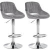 BARHOCKER 2er Set Samt dunkelgrau - Chromfarben/Dunkelgrau, Textil (47/85/48cm) - CLP