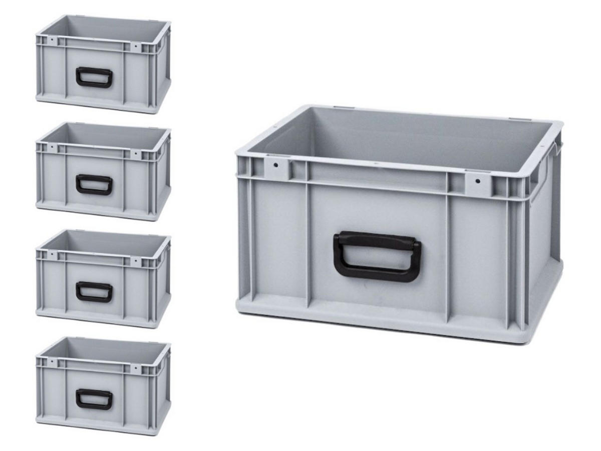EUROBOX 5x Nextgen Portable Uno 22x30x40cm 20 Liter - Grau, Kunststoff (30/22/40cm) - PROREGAL
