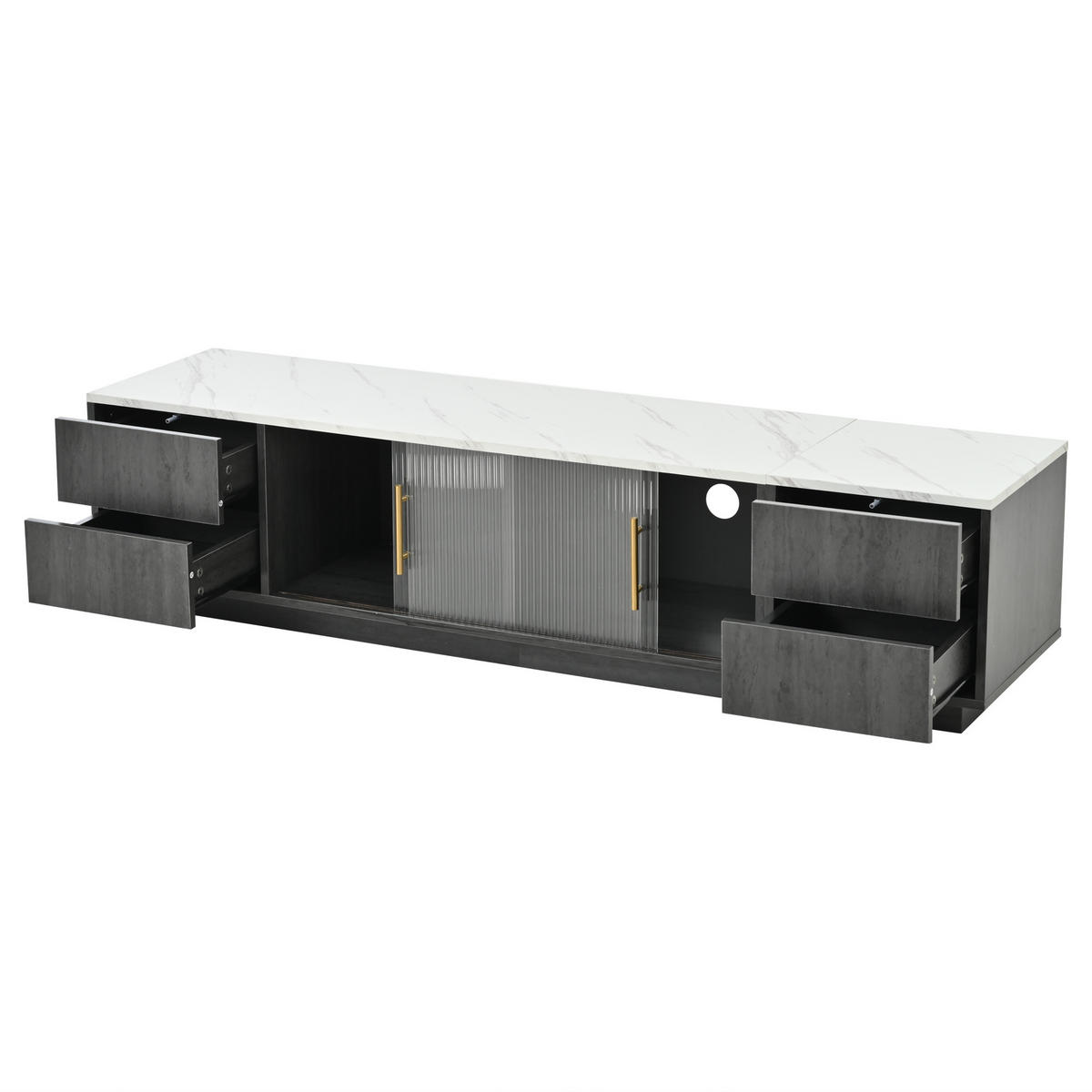 TV-ELEMENT 160/40/38.5 cm Grau mit 4 Schubladen - Grau, Holz (160/38.5/40cm) - Oxeza