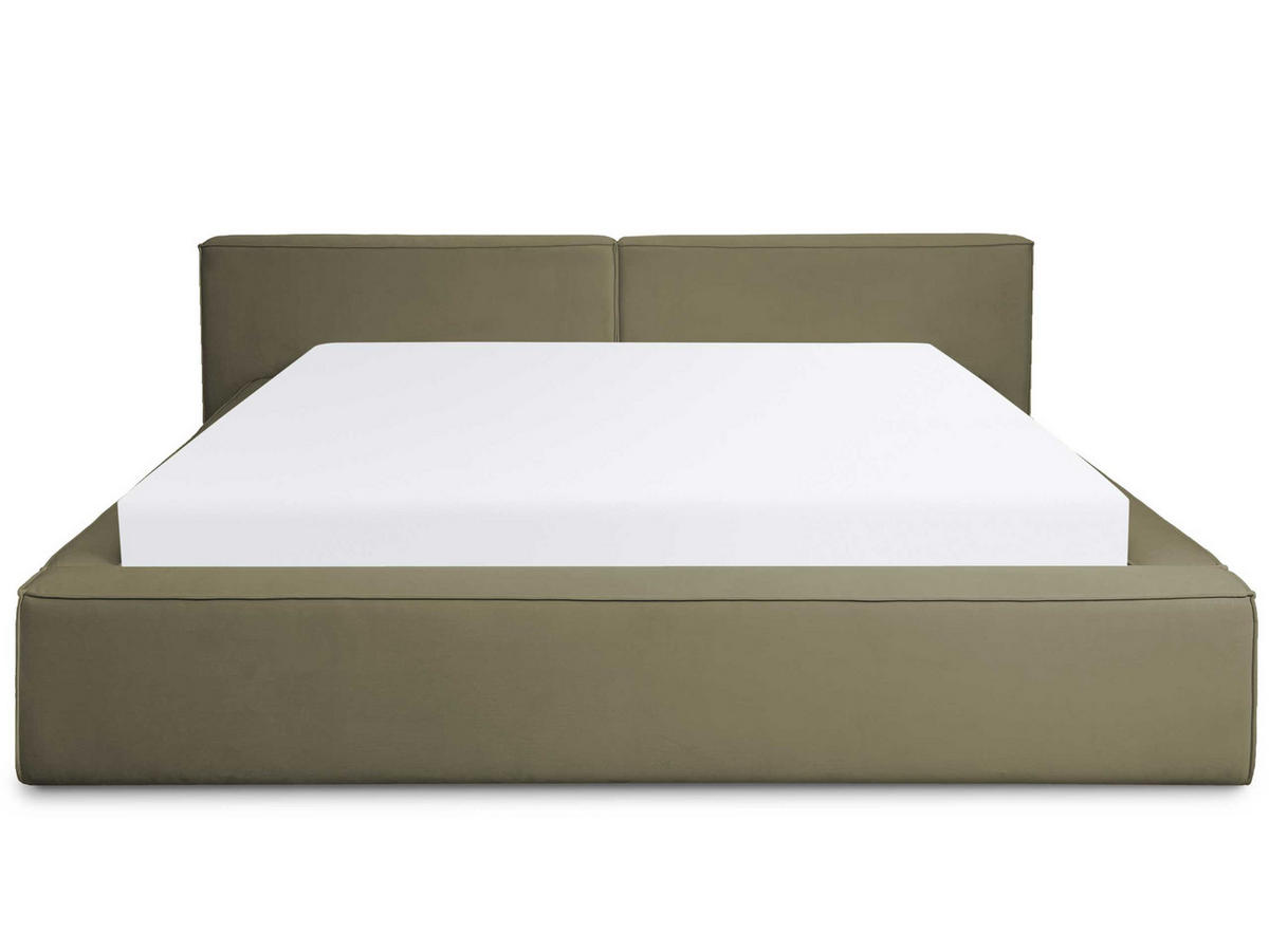 POLSTERBETT Jodie XL Low Olive 160/200 cm Samt mit Bettkasten - Olivgrün, Textil/Metall (160/200cm) - wonello