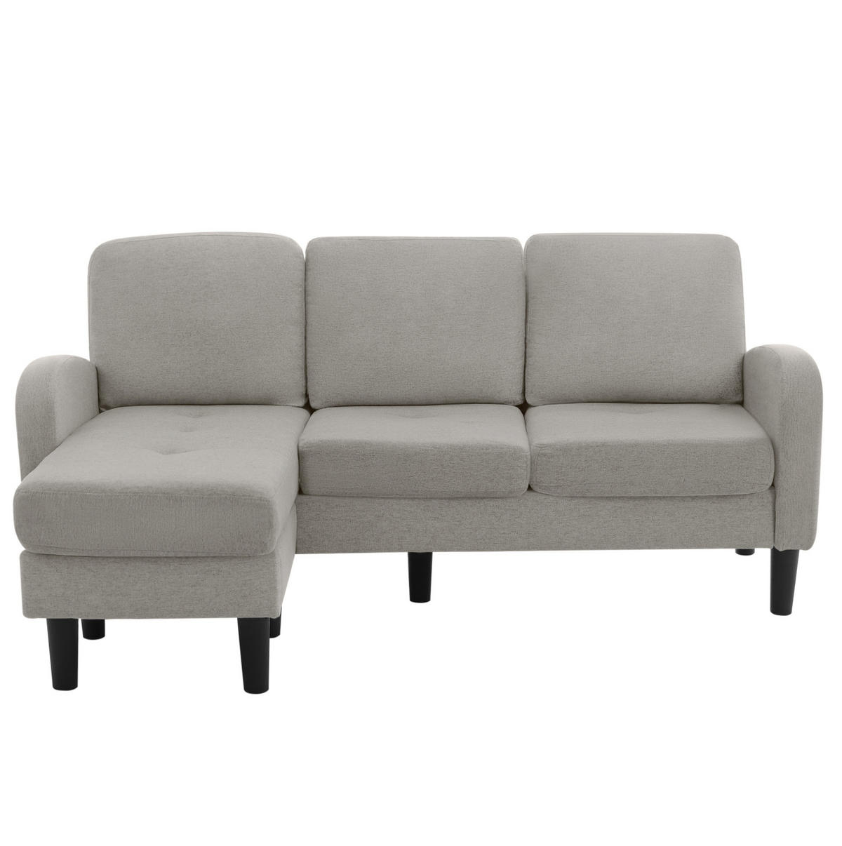 ECKSOFA Baumwoll-Leinen Bezug modular mit Chaiselongue Grau 166/118/77 cm - Grau, Textil (166/118cm) - Redom