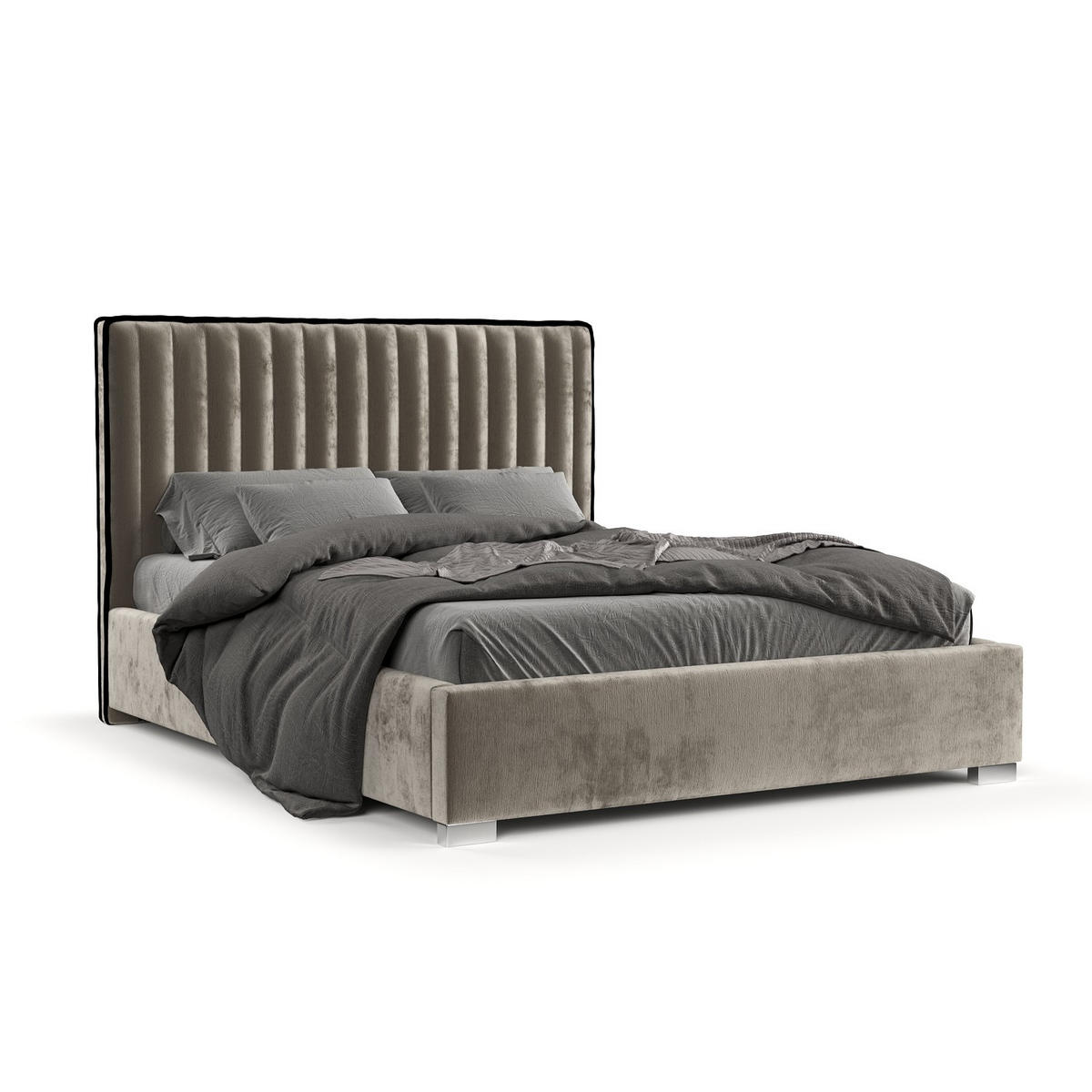 POLSTERBETT Breeze Beige 120/200 cm im Chenille-Stoff - Beige/Silberfarben, Holz/Holzwerkstoff (120/200cm) - Maison de Reve