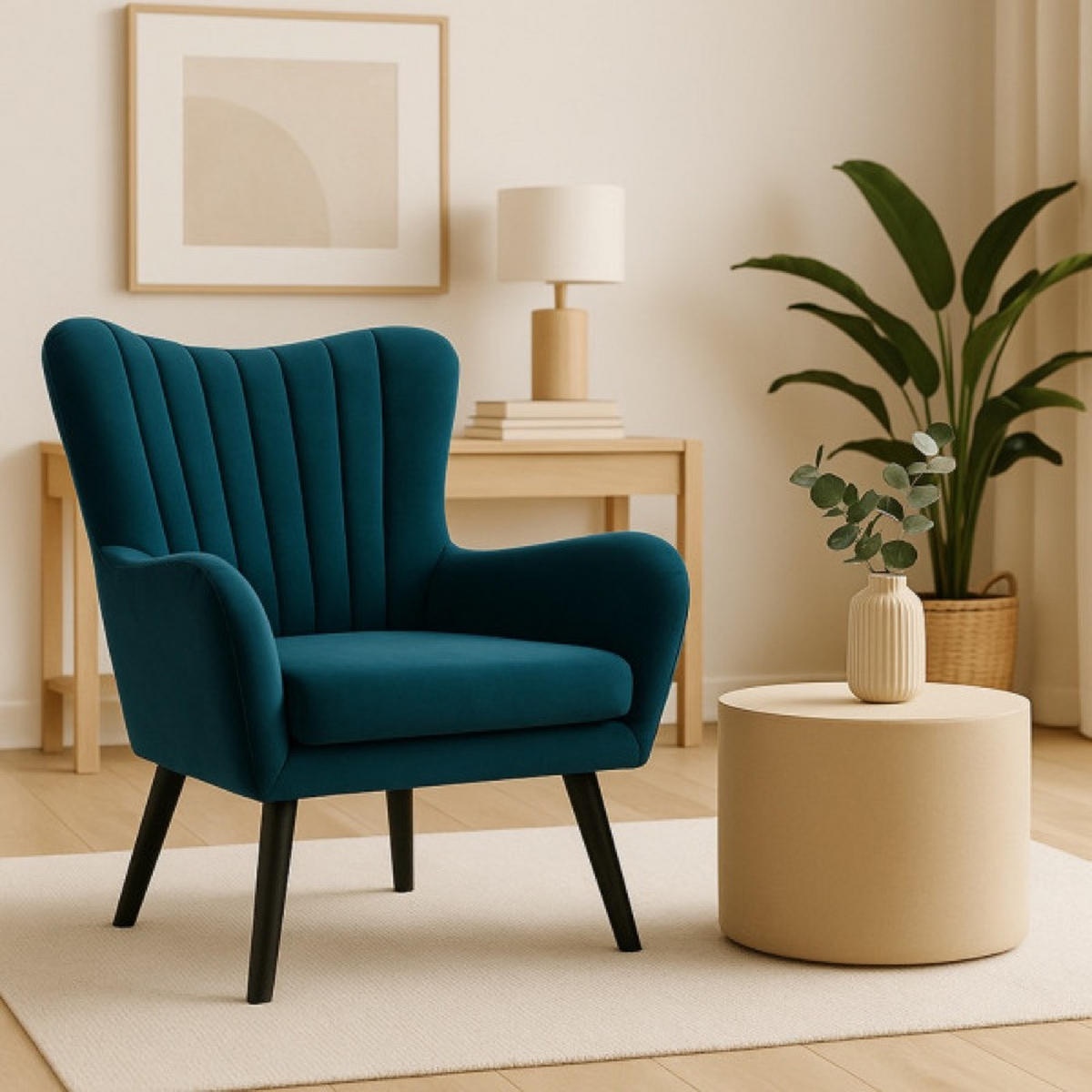 SESSEL Smaragdgrün TEDI Auf Holzbeinen Gepolstert Velluto - Grün, Textil (76/100/78cm) - Sepro Meble