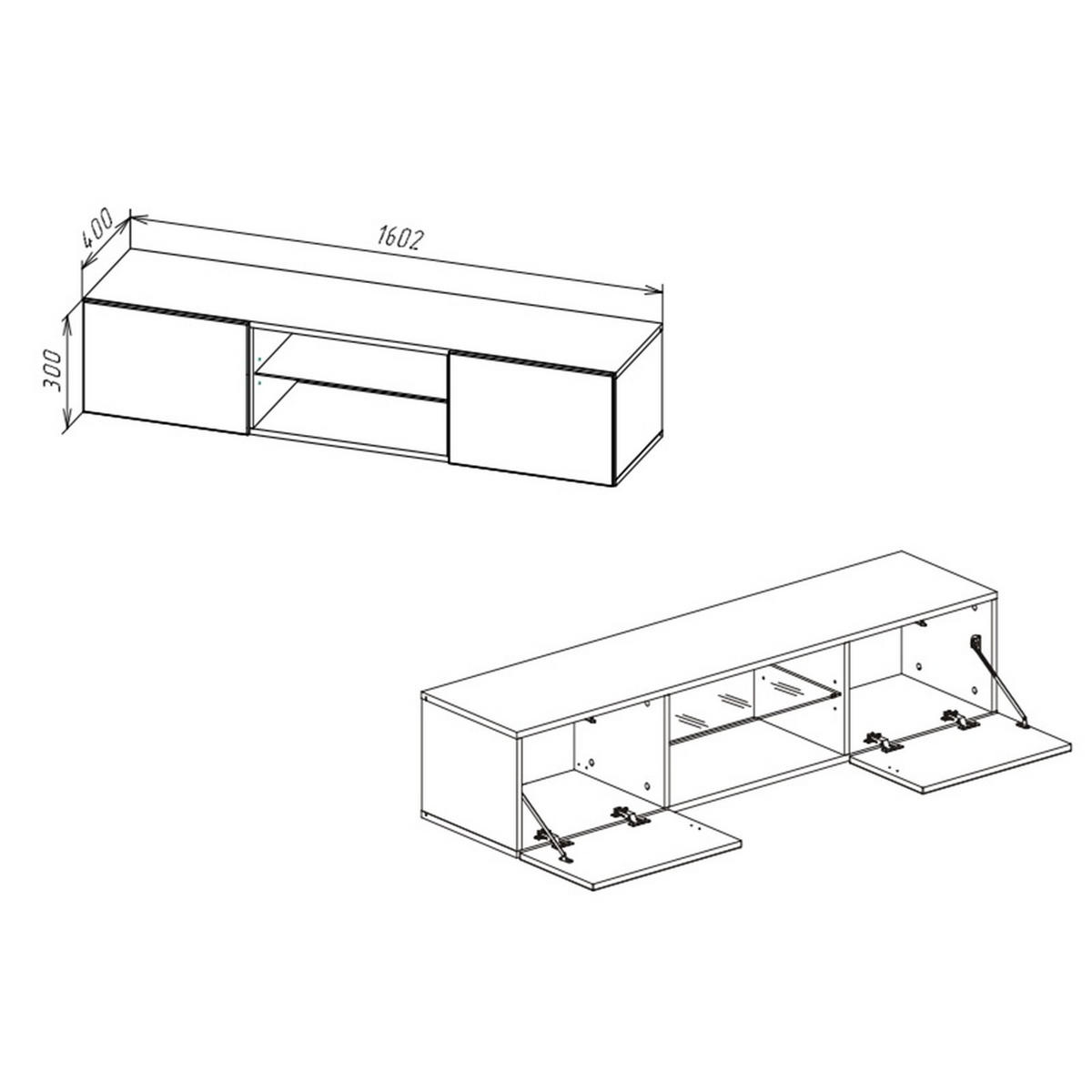 TV-LOWBOARD Graphitgrau 160/30/40 - Grau, Holzwerkstoff (160/30/40cm) - RAUMHIRSCH FURNITURE