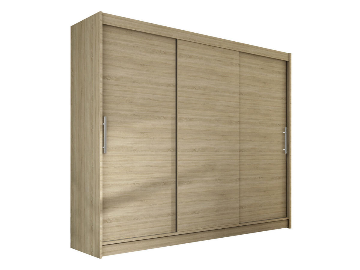 KLEIDERSCHRANK Aston II - Silberfarben/Sonoma Eiche, Holzwerkstoff/Kunststoff (250/215/58cm) - MIRJAN24