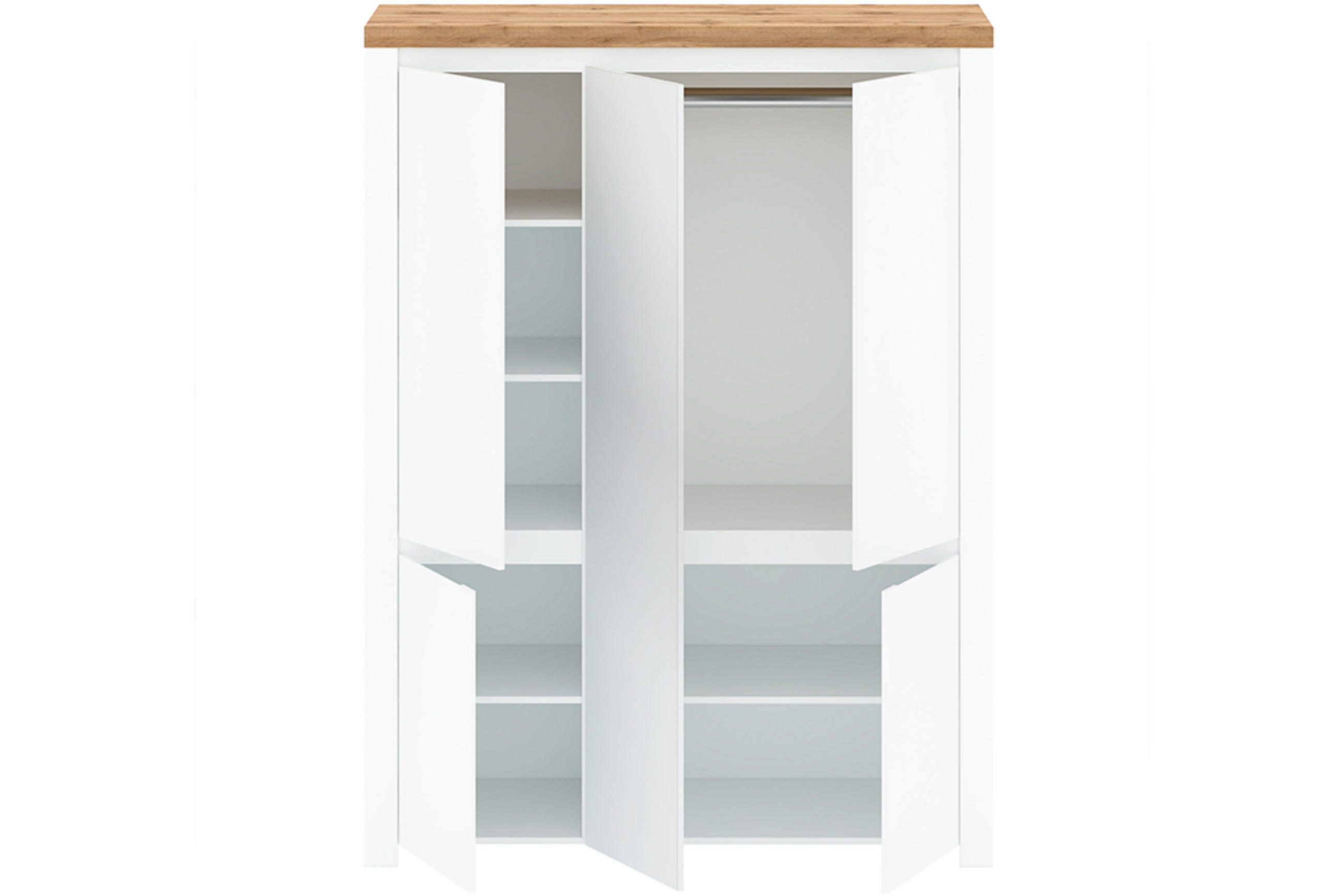 KLEIDERSCHRANK DAMINO mit Türen und Kleiderstange, weiß - Eiche Wotan/Weiß, Holz (151/202/56cm) - KONSIMO®