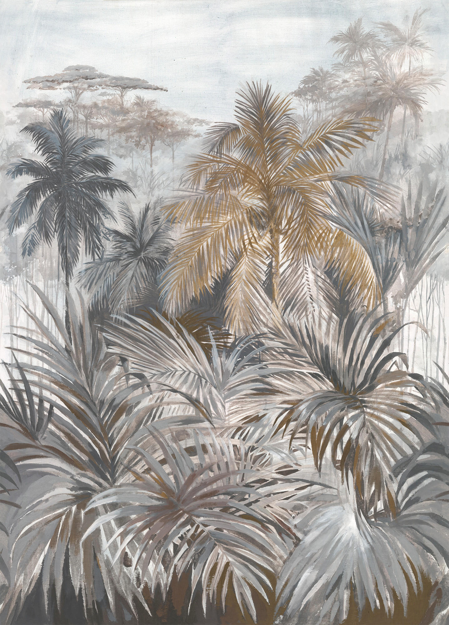 FOTOTAPETE Dschungelmuster 212 x 295 cm - Grau, Papier (212/295cm) - Sanders & Sanders