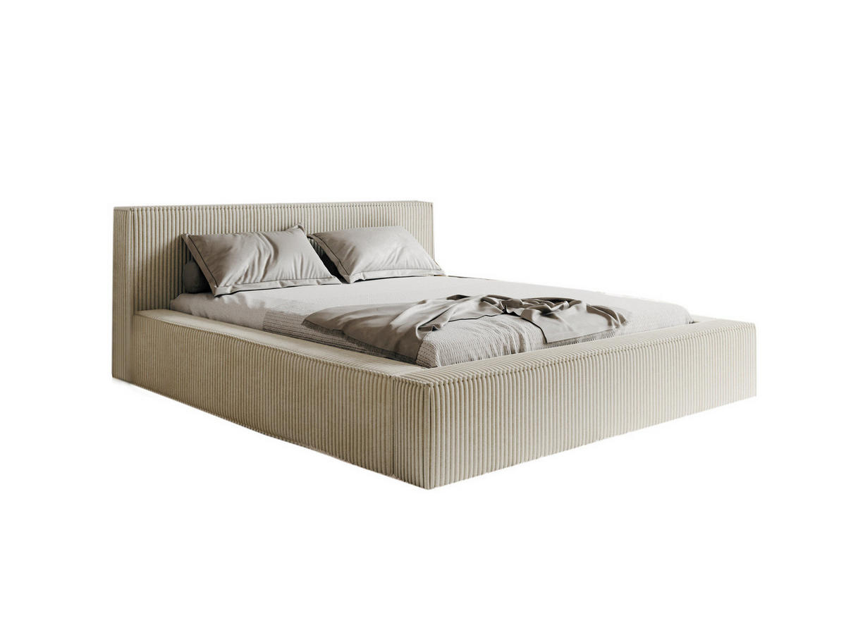 POLSTERBETT ASTA Cord 160x200 Creme - Creme, Holzwerkstoff (160/200cm) - Compleo24