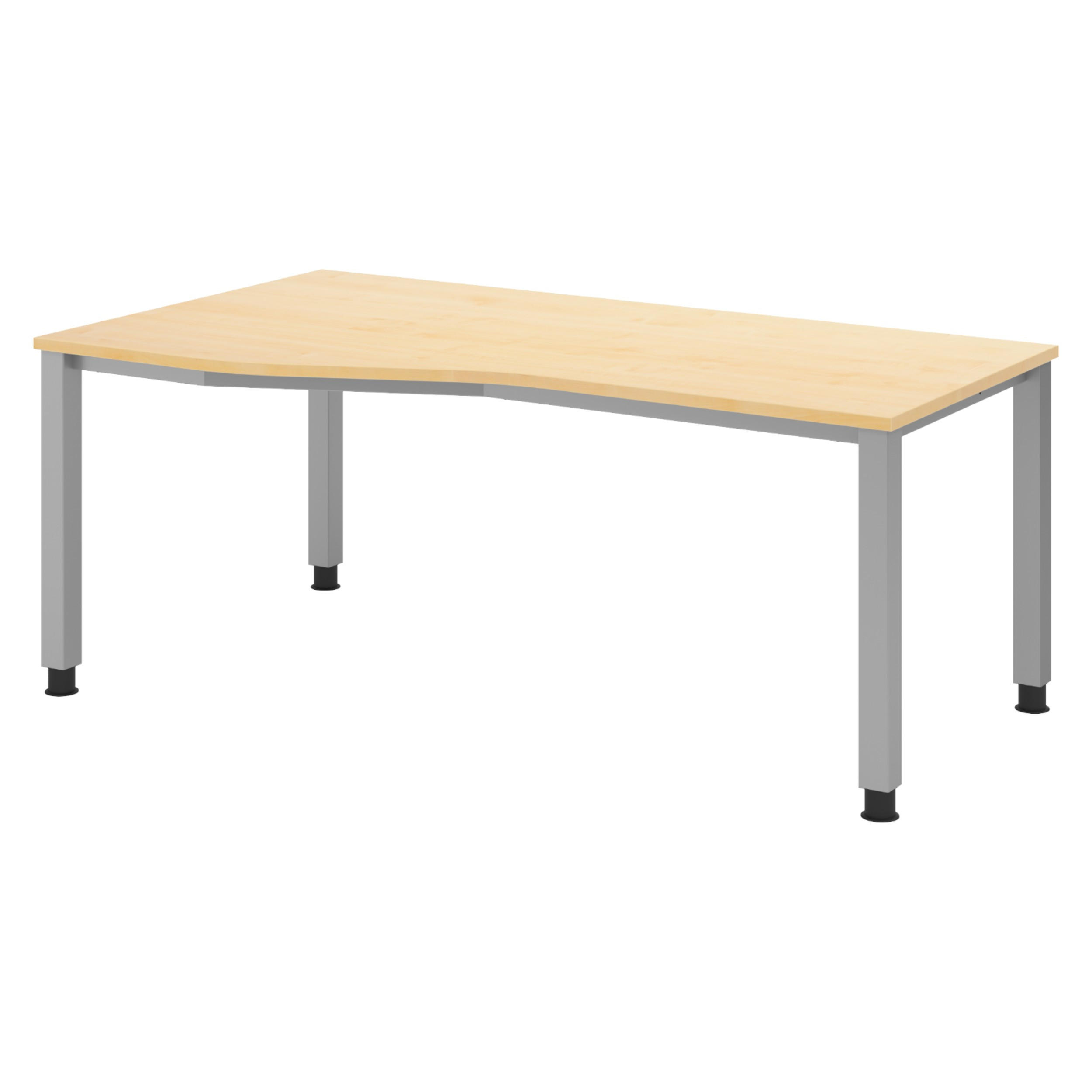 SCHREIBTISCH Serie-Q Gestell: Silber 100/180/74 cm in Ahornfarben - Ahornfarben, Holzwerkstoff (100/180/74cm) - bümö