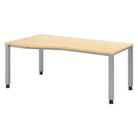 SCHREIBTISCH Serie-Q Gestell: Silber 100/180/74 cm in Ahornfarben - Ahornfarben, Holzwerkstoff (100/180/74cm) - bümö
