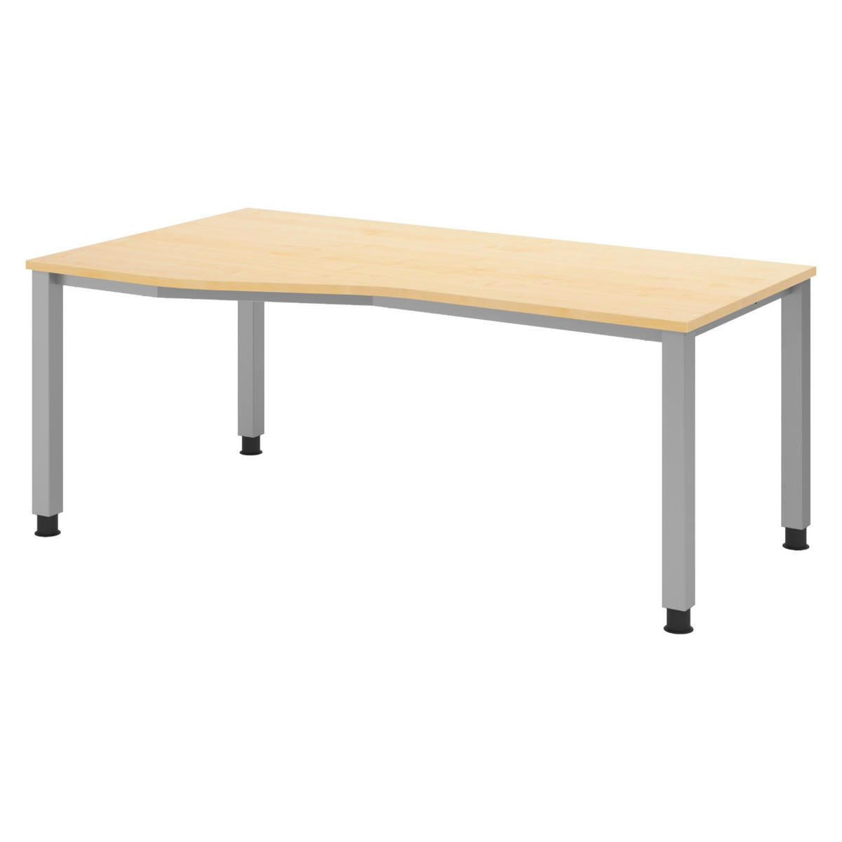 SCHREIBTISCH Serie-Q Gestell: Silber 100/180/74 cm in Ahornfarben - Ahornfarben, Holzwerkstoff (100/180/74cm) - bümö