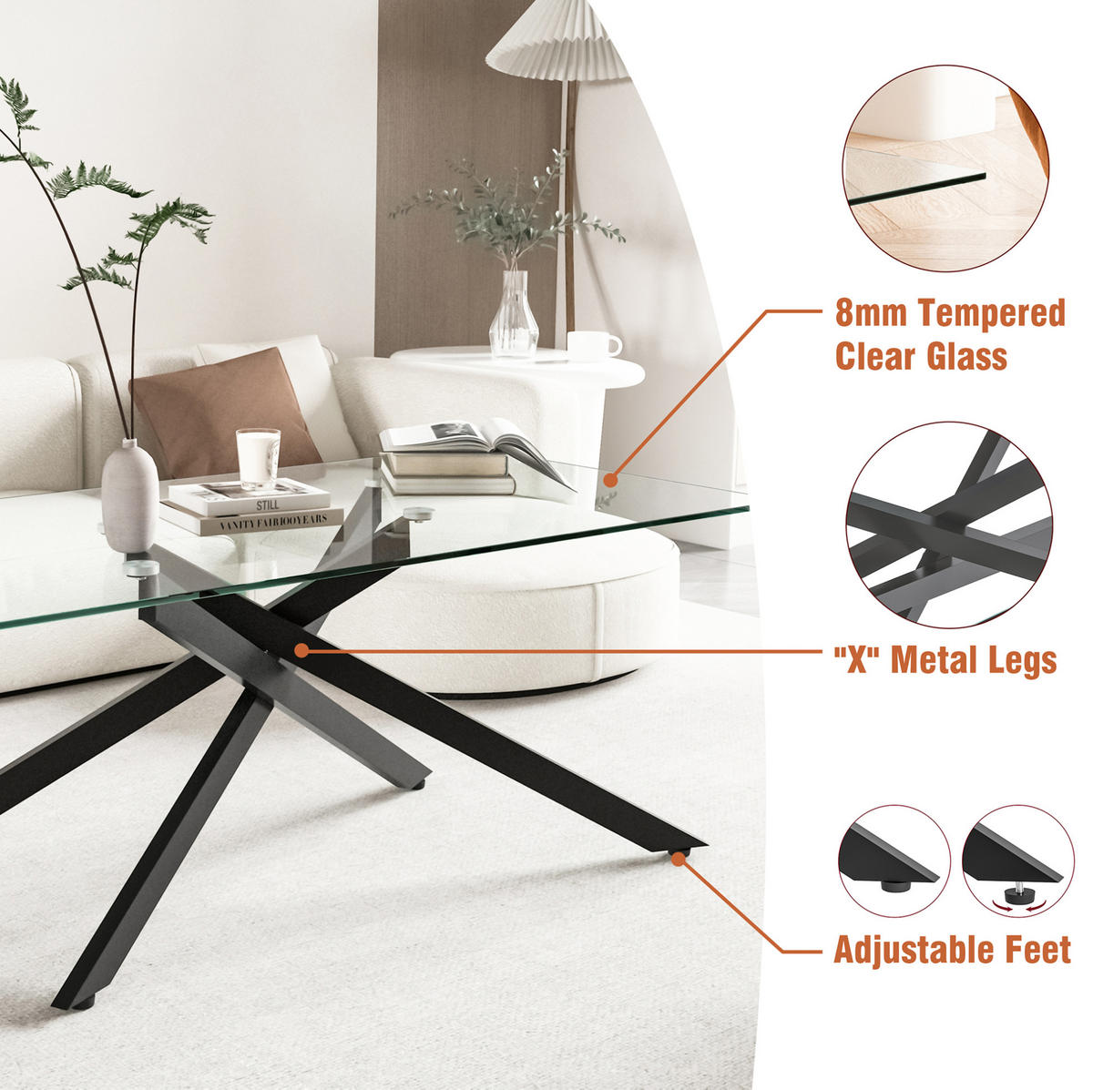 COUCHTISCH 120/60/46 cm aus Glas und Metall in Schwarz - Schwarz, Glas (120/60/46cm) - OKMYHOME