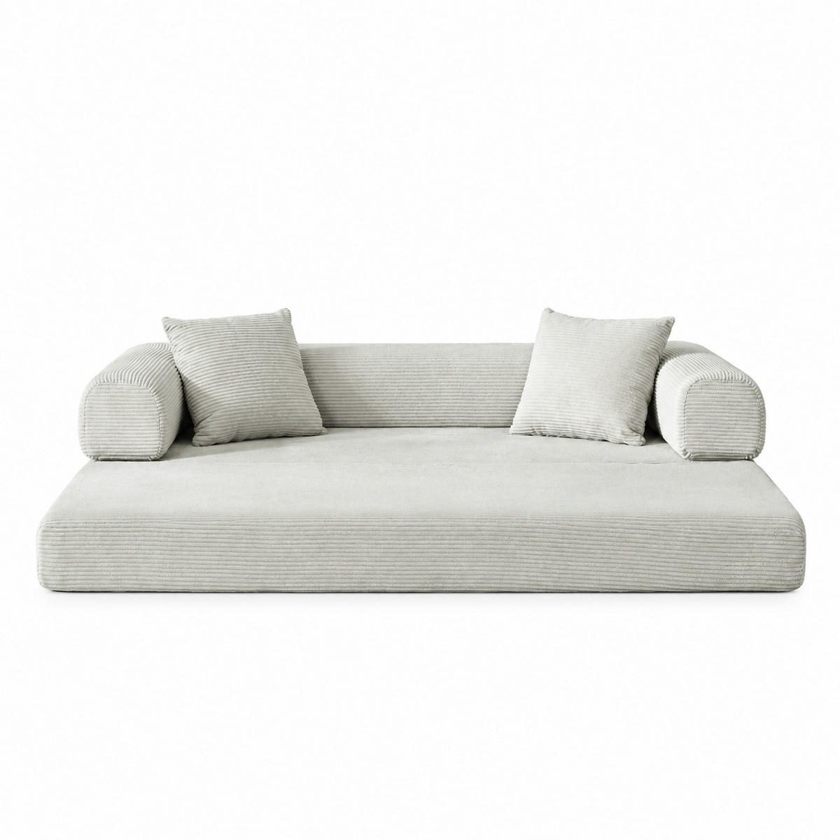 SCHLAFSOFA 195/89/59 cm Beige Samtstoff, 3-Sitzer - Beige, Textil (89/59/195cm) - Oxeza
