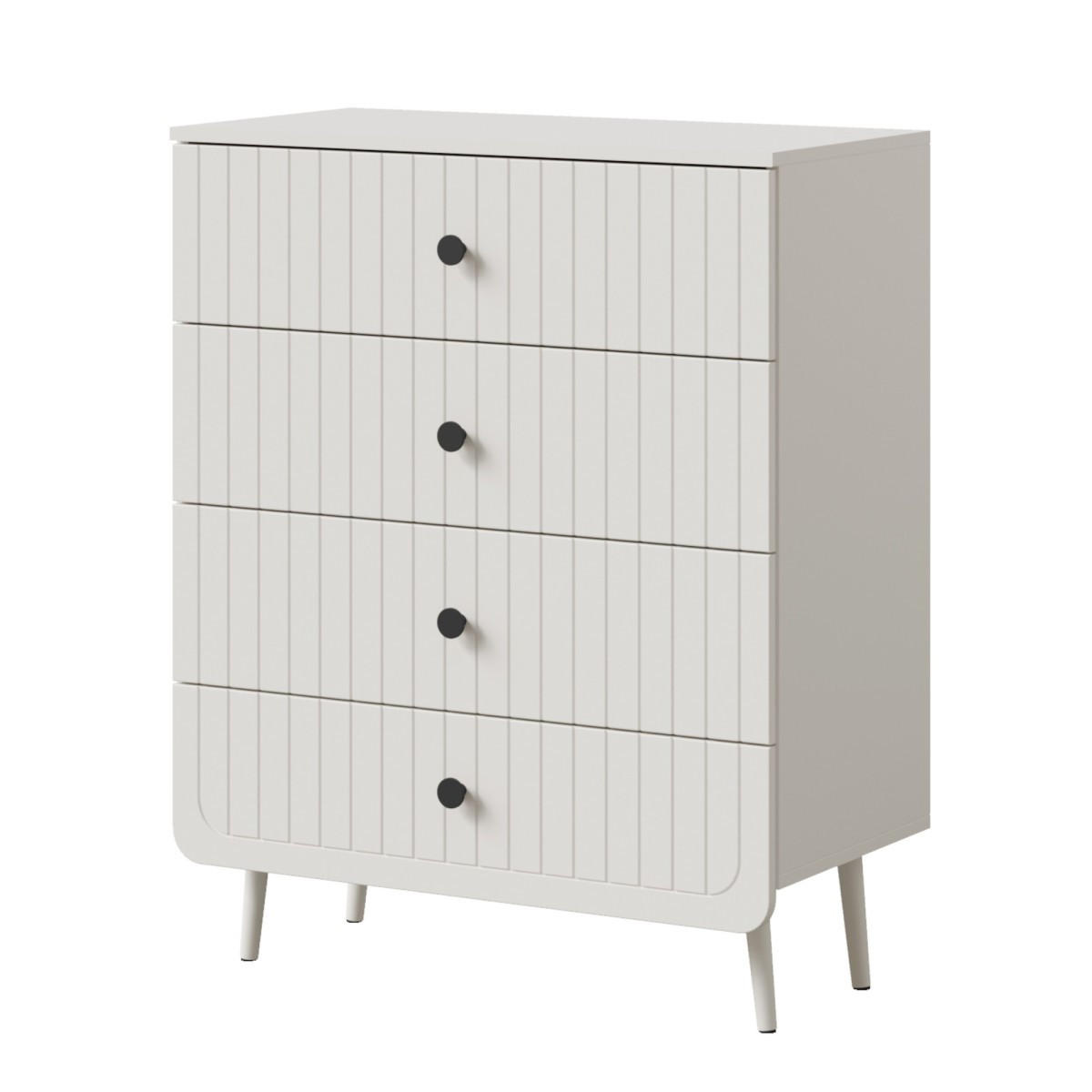 KOMMODE mit Schubladen Chloe 4S 80 Weiß (schwarzer oder goldener Griff) - Schwarz/Weiß, Holzwerkstoff/Kunststoff (80/100/40cm) - mzm24