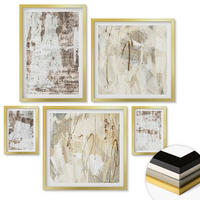 WANDBILDER 5er Set - 50x50 cm & 20x30 cm & 40x60 cm Goldrahmen - Abstrakte Muster, weiß, braun - Goldfarben, Kunststoff (40/60cm) - ArtPrintCave