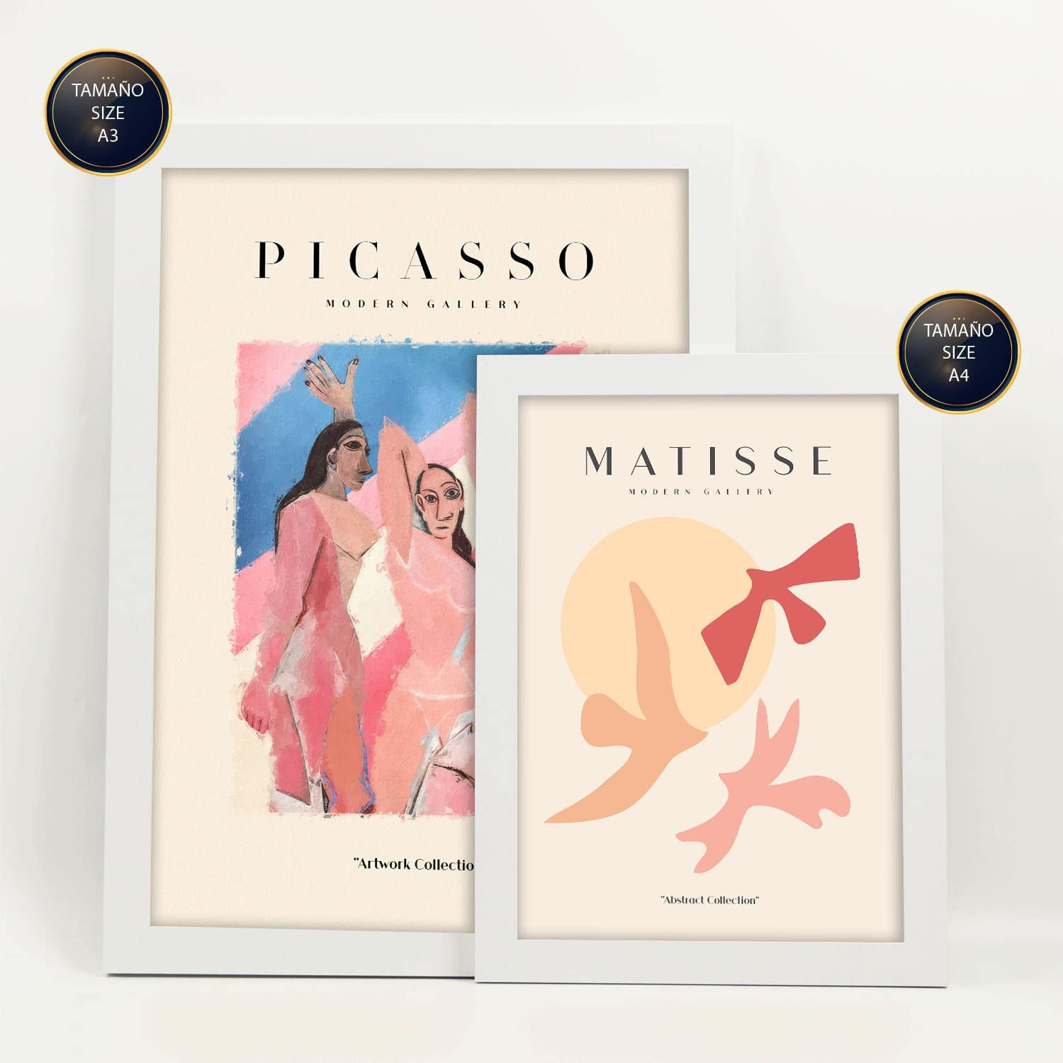 POSTER Set Mit 6 Von Picasso Und Matisse Körper Drucke Des Fauvismus Und Surrealismus Für Innenarchitektur A3 & A4 Weißer Rahmen - Weiß, Papier (29/3cm) - Nacnic