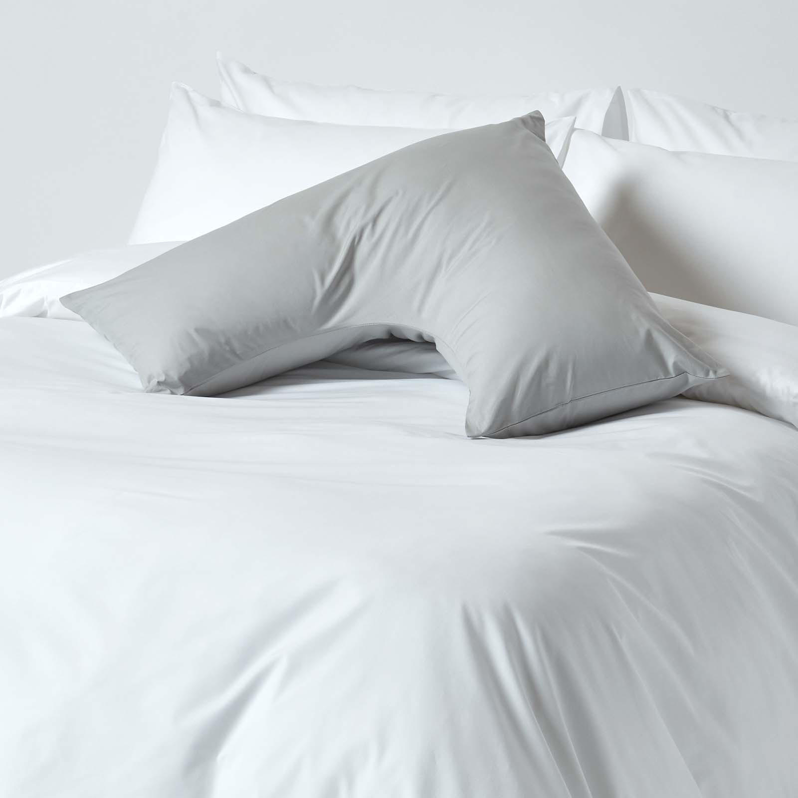 KISSENBEZUG für V-Form-Kissen, Perkal, Fadendichte 200 - Grau, Textil (38/76cm) - Homescapes
