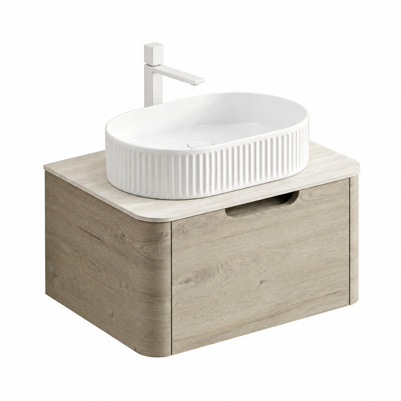 WASCHTISCH 60 cm Keramikbecken Sinterstein Beige - Beige, Holzwerkstoff (46/50.2/60cm) - Beauniv