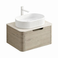 WASCHTISCH 60 cm Keramikbecken Sinterstein Beige - Beige, Holzwerkstoff (46/50.2/60cm) - Beauniv