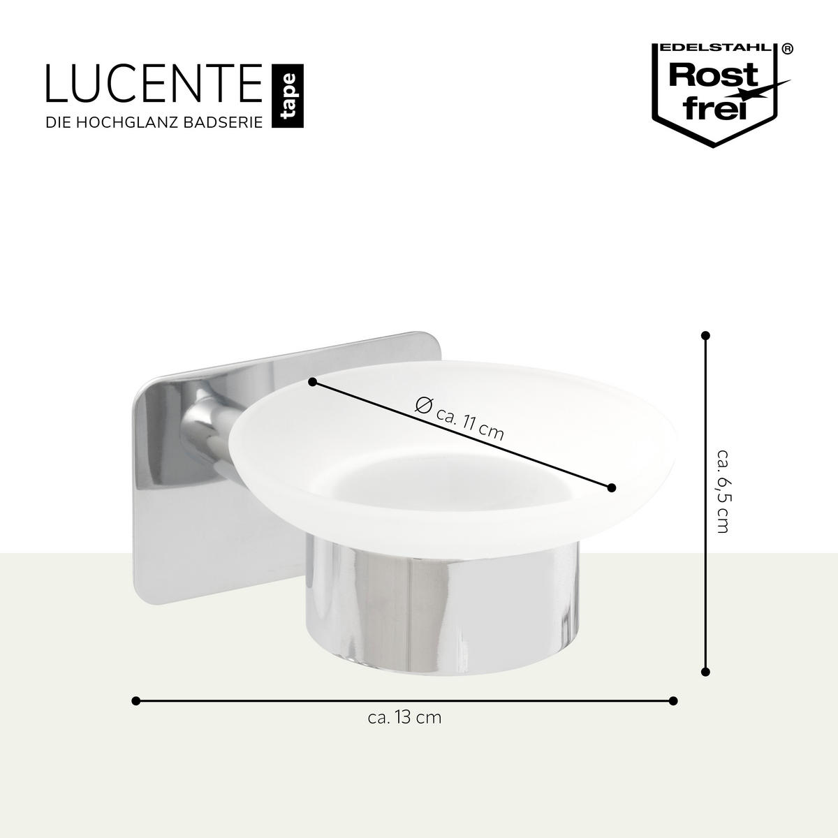SEIFENSCHALE LUCENTE TAPE, Edelstahl - Chromfarben, Metall (11/6.5/13cm) - bremermann