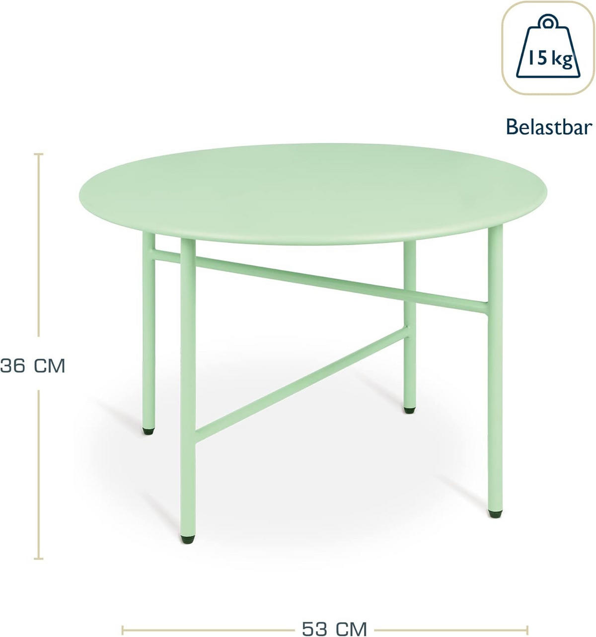 BEISTELLTISCH Finn 44/46 cm und 53/36 cm Mint (2tlg) - Mintgrün, Metall (0.1/53/36cm) - BoMoe