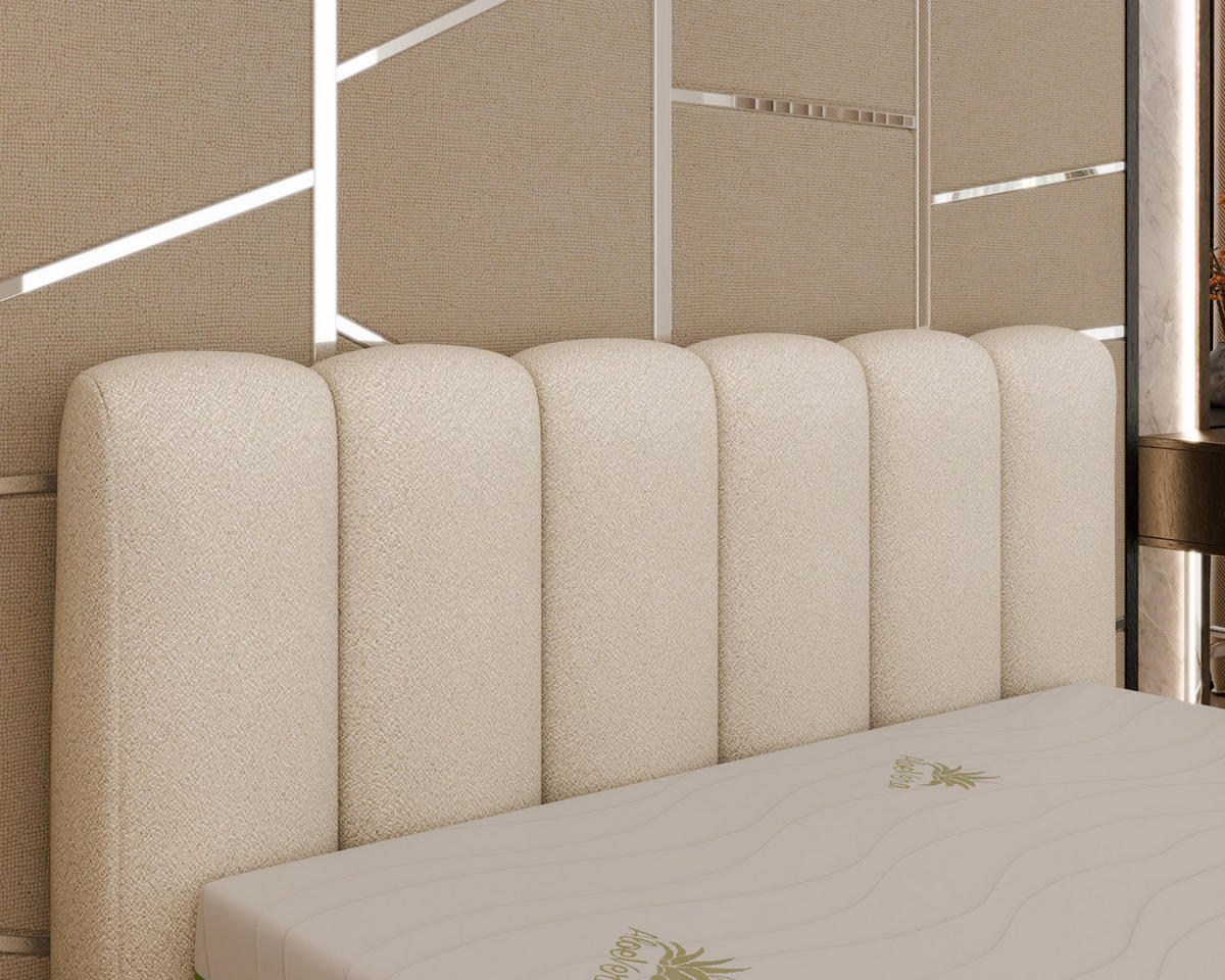 POLSTERBETT Zaira 160x200cm – Elegantes Polsterbett für modernen Wohnstil , ohne matratze, beige - Beige, Holz (140/200cm) - Homesy