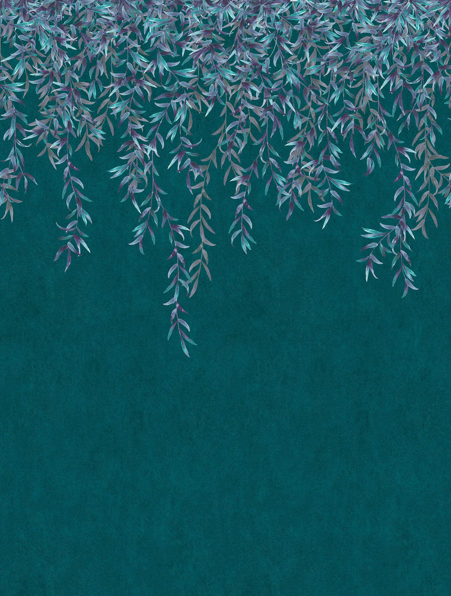 FOTOTAPETE Blätter 212 x 280 cm - Blau, Papier (212/280cm) - Sanders & Sanders