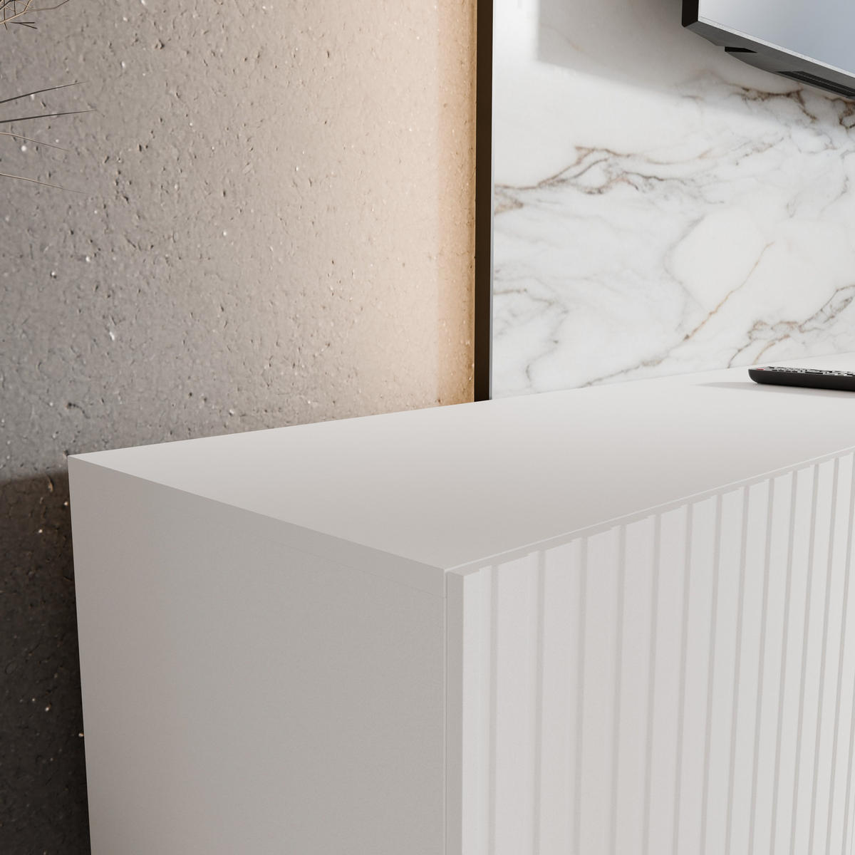 LOWBOARD LIVO 100/41/40 cm, Hängender TV-Schrank Weiß - Weiß, Holzwerkstoff (100/41/40cm) - MASSENO