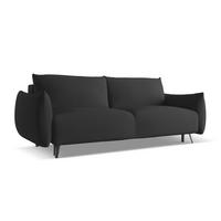 3-SITZER SOFA mit Schlaffunktion Chenille Stoff Schwarz - Anthrazit/Schwarz, Textil/Metall (230/86/105cm) - Makamii