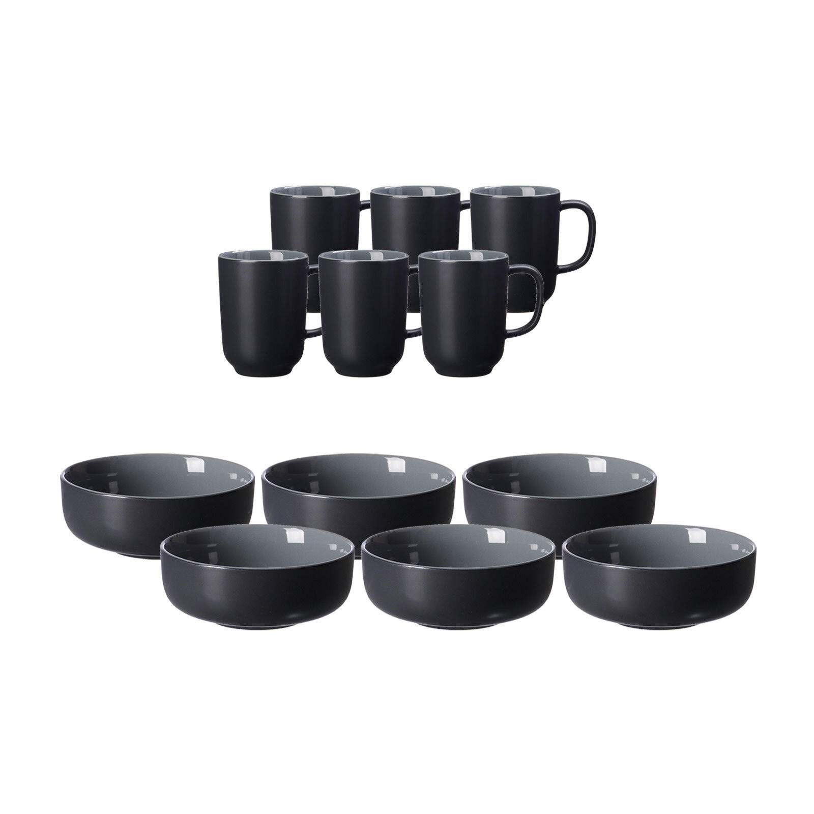 BRUNCHSET Jasper schwarz 12er Set - Schwarz, Keramik (1/1/1cm) - Ritzenhoff Breker