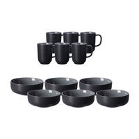 BRUNCHSET Jasper schwarz 12er Set - Schwarz, Keramik (1/1/1cm) - Ritzenhoff Breker